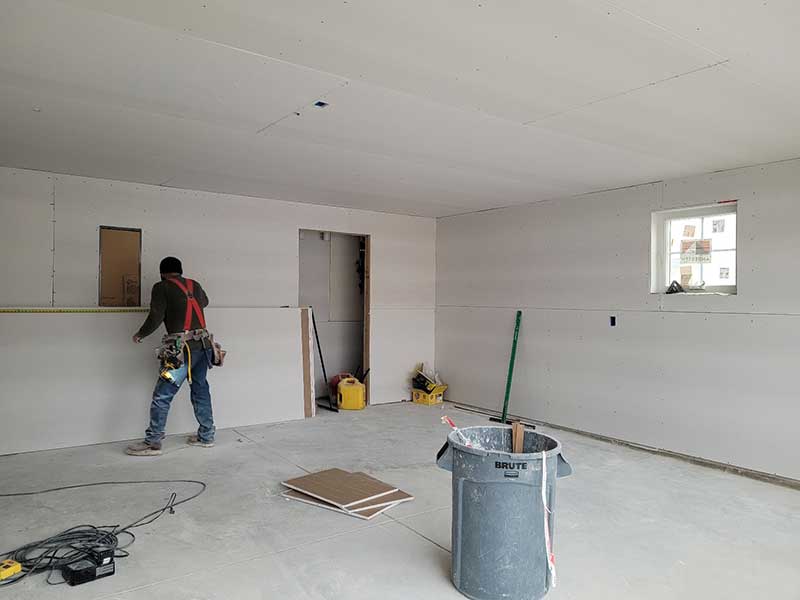 Drywall going in